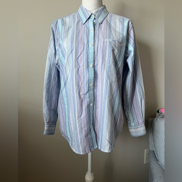 Cabin Creek Long Sleeve Striped Wrinkle Free Stain Repellant Button Front 10P - Picture 3 of 8